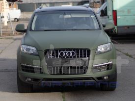 Audi Q7 2013 autófóliázás: Avery blunt military green autó fóliával 02