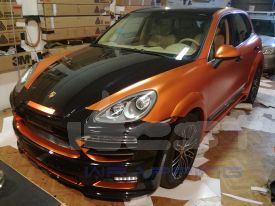 Autófóliázás Porsche Cayenne: Teckwrap platinum orange sch06 autó fóliával 5