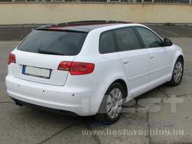 Audi A3 fóliázás: fényes fehér autó fóliázás, üveghatású tető autó fóliázás 7