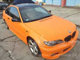 BMW e46 autófóliázás: KPMF matt narancssárga autó fóliával, üveghatású tetőfóliával 1