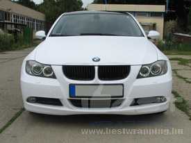 BMW E93 autófóliázás: KPMF fémyes fehér autó fóliával, üveghatás tetőfóliával 2
