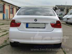 BMW E93 autófóliázás: KPMF fémyes fehér autó fóliával, üveghatás tetőfóliával 8