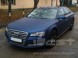 Audi A8 autófóliázás: Avery Supreme matt metál éj kék autó fóliával 3