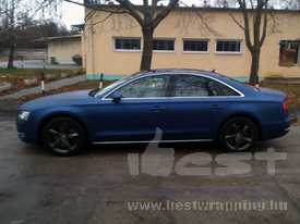 Audi A8 autófóliázás: Avery Supreme matt metál éj kék autó fóliával 6