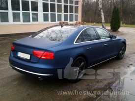 Audi A8 autófóliázás: Avery Supreme matt metál éj kék autó fóliával 7