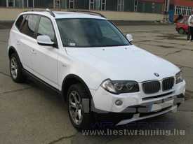 BMW X3 fóliázás: fényes fehér autó fóliázás 1