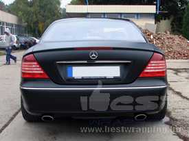 Mercedes CL500 autófóliázás: KPMF matt fekete autó fóliával, üveghatású tetőfóliával 08