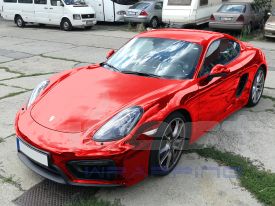 Porsche Cayman autófóliázás: ONFK RED CHROME autó fóliával 3