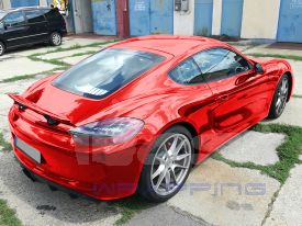 Porsche Cayman autófóliázás: ONFK RED CHROME autó fóliával 7