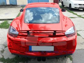 Porsche Cayman autófóliázás: ONFK RED CHROME autó fóliával 8